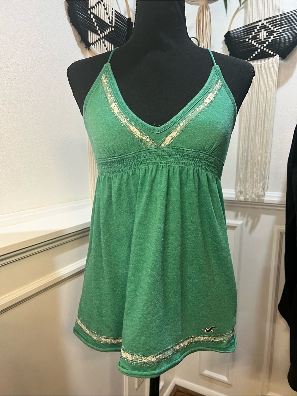 Y2K Hollister Babydoll Cami with Lace Trim